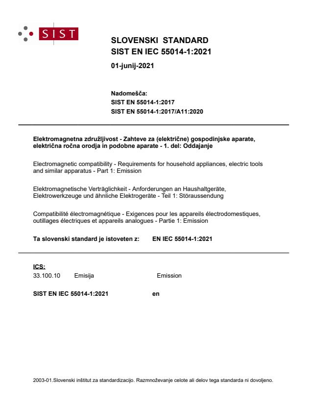 EN IEC 55014-1:2021 - BARVE