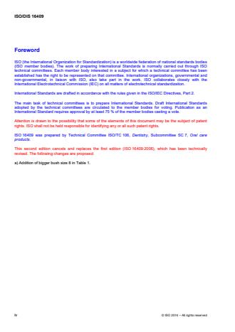 ISO 16409:2016 ISO 16409:2016 - Dentistry -- Oral care products -- Manual interdental brushes - Page 4 preview