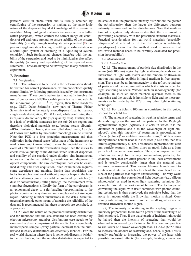 ASTM E2490-08 - Standard Guide for Measurement of Particle Size Distribution of Nanomaterials in Suspension by Photon Correlation Spectroscopy (PCS)