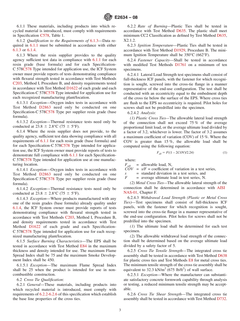 ASTM E2634-08 - Standard Specification for Flat Wall Insulating Concrete Form (ICF) Systems