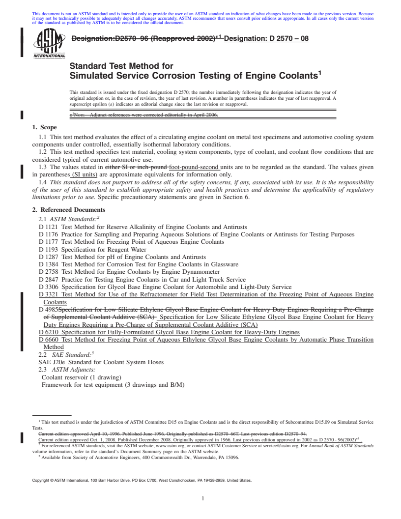 REDLINE ASTM D2570-08 - Standard Test Method for Simulated Service Corrosion Testing of Engine Coolants