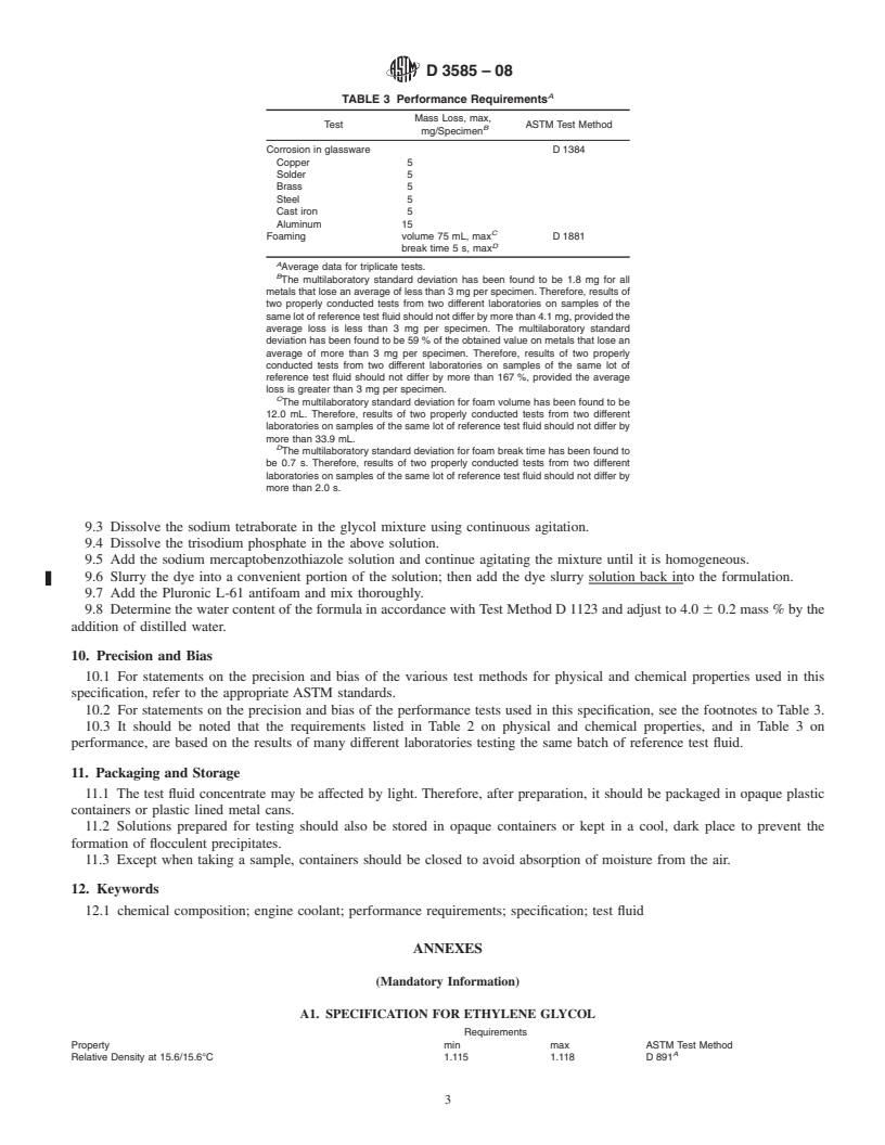 REDLINE ASTM D3585-08 - Standard Specification for ASTM Reference Fluid for Coolant Tests