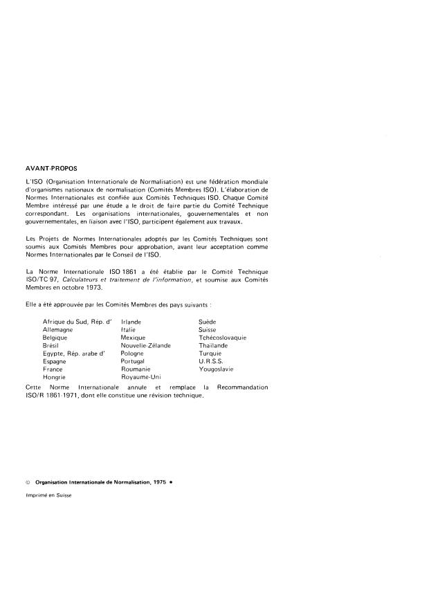 ISO 1861:1975 ISO 1861:1975 - Traitement de l'information -- Bande magnétique a 7 pistes, de 12,7 mm (0,5 in) de large, enregistrée a 8 rangées par millimetre (200 rpi) pour l'échange d'information - Page 2 preview