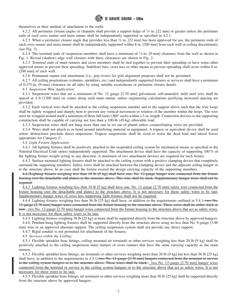 REDLINE ASTM E580/E580M-08a - Standard Practice for  Installation of Ceiling Suspension Systems for Acoustical Tile and Lay-in Panels in Areas Subject to Earthquake Ground Motions