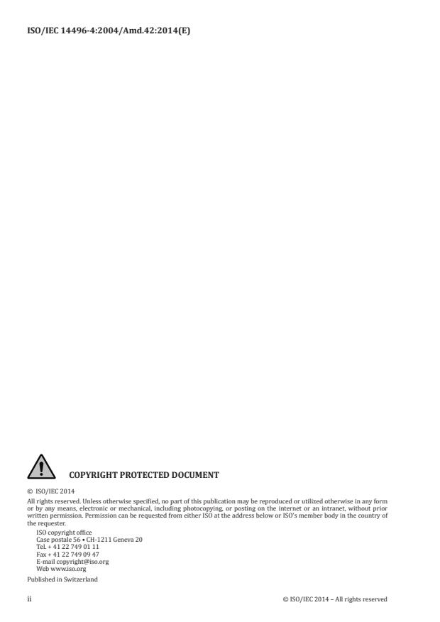 ISO/IEC 14496-4:2004/Amd 42:2014 ISO/IEC 14496-4:2004/Amd 42:2014 - Information technology — Coding of audio-visual objects — Part 4: Conformance testing — Amendment 42: Conformance testing of Multi-Resolution Frame Compatible Stereo Coding extension of AVC
Released:11/18/2014 - Page 2 preview