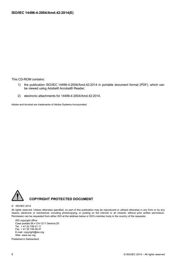 ISO/IEC 14496-4:2004/Amd 42:2014 ISO/IEC 14496-4:2004/Amd 42:2014 - Information technology — Coding of audio-visual objects — Part 4: Conformance testing — Amendment 42: Conformance testing of Multi-Resolution Frame Compatible Stereo Coding extension of AVC
Released:11/18/2014 - Page 2 preview