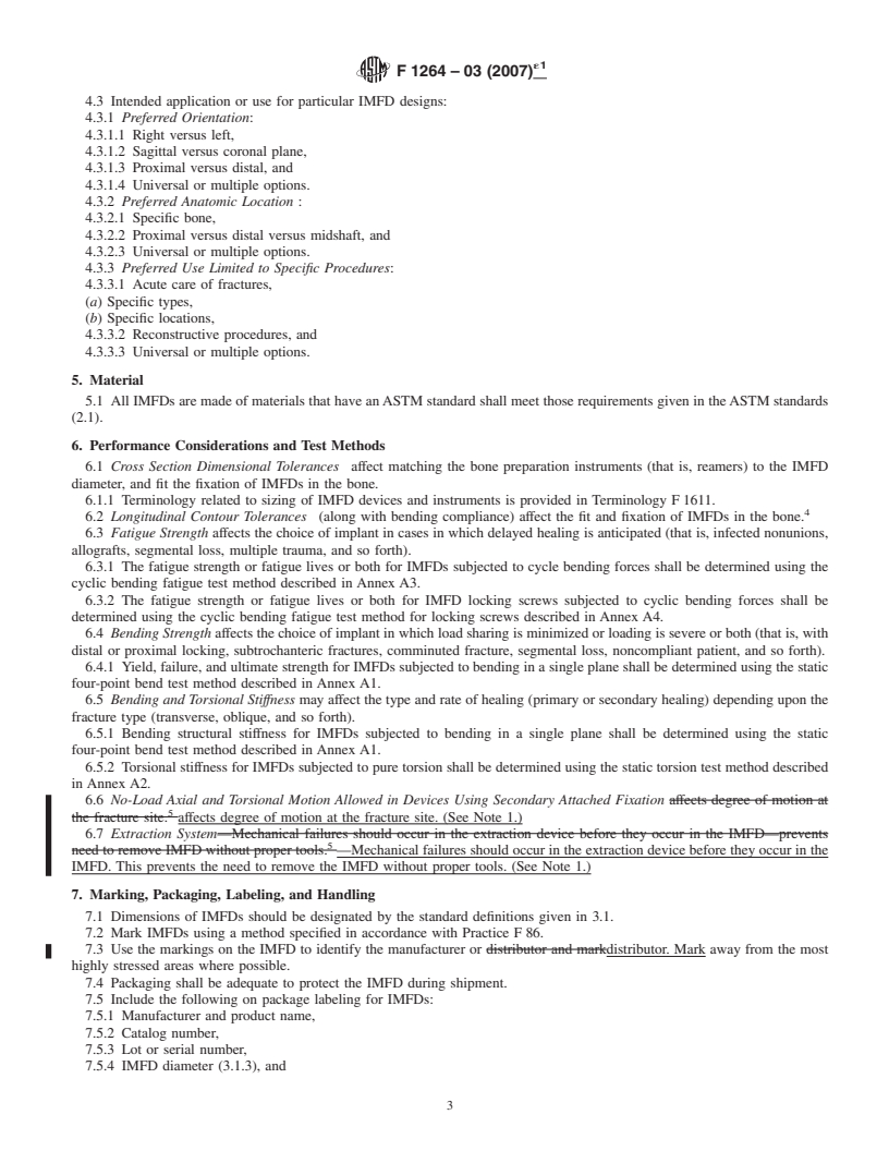 REDLINE ASTM F1264-03(2007)e1 - Standard Specification and Test Methods for Intramedullary Fixation Devices