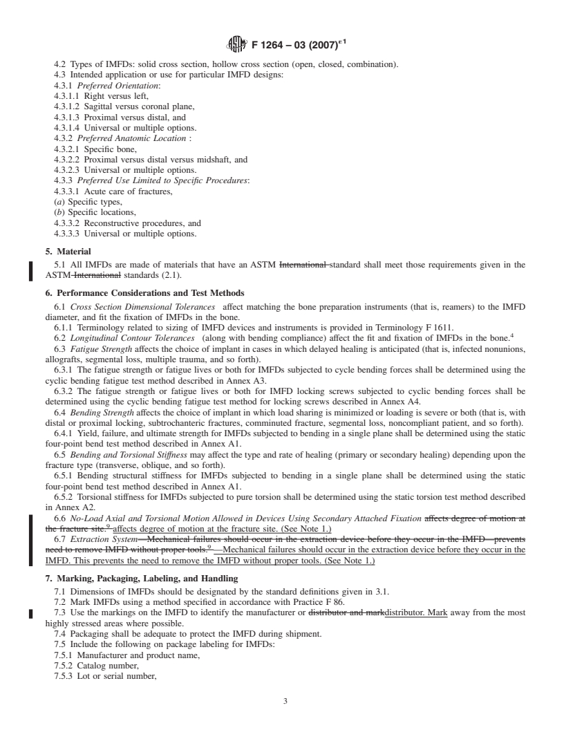 REDLINE ASTM F1264-03(2007)e1 - Standard Specification and Test Methods for Intramedullary Fixation Devices