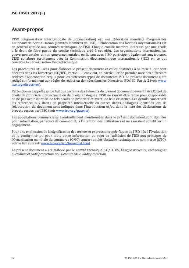 ISO 19581:2017 ISO 19581:2017 - Mesurage de la radioactivité -- Radionucléides émetteurs gamma -- Méthode d'essai de dépistage par spectrométrie gamma utilisant des détecteurs par scintillation - Page 4 preview