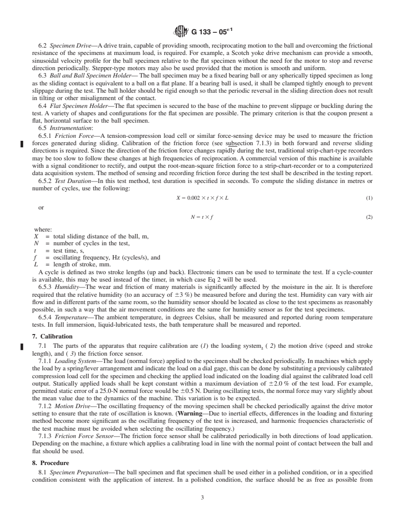 REDLINE ASTM G133-05e1 - Standard Test Method for Linearly Reciprocating Ball-on-Flat Sliding Wear