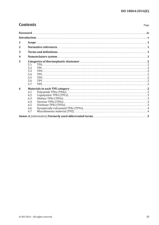 ISO 18064:2014 - Thermoplastic elastomers -- Nomenclature and abbreviated terms