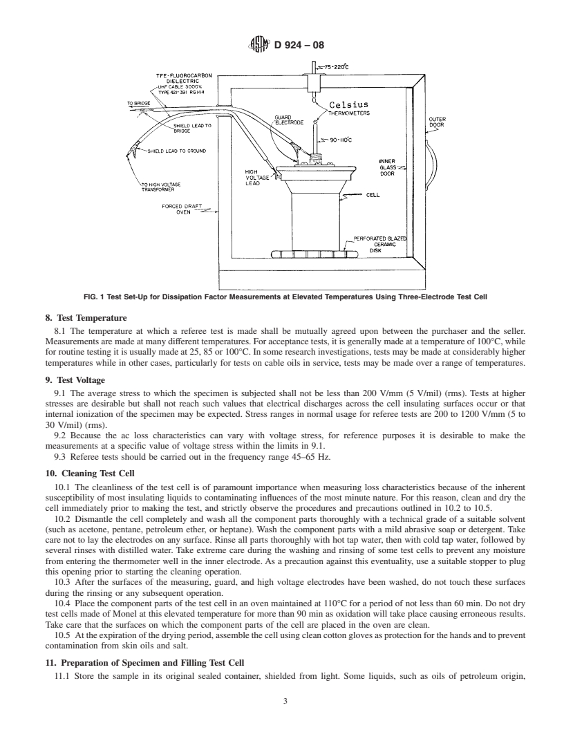 REDLINE ASTM D924-08 - Standard Test Method for Dissipation Factor (or Power Factor) and Relative Permittivity (Dielectric Constant) of Electrical Insulating Liquids