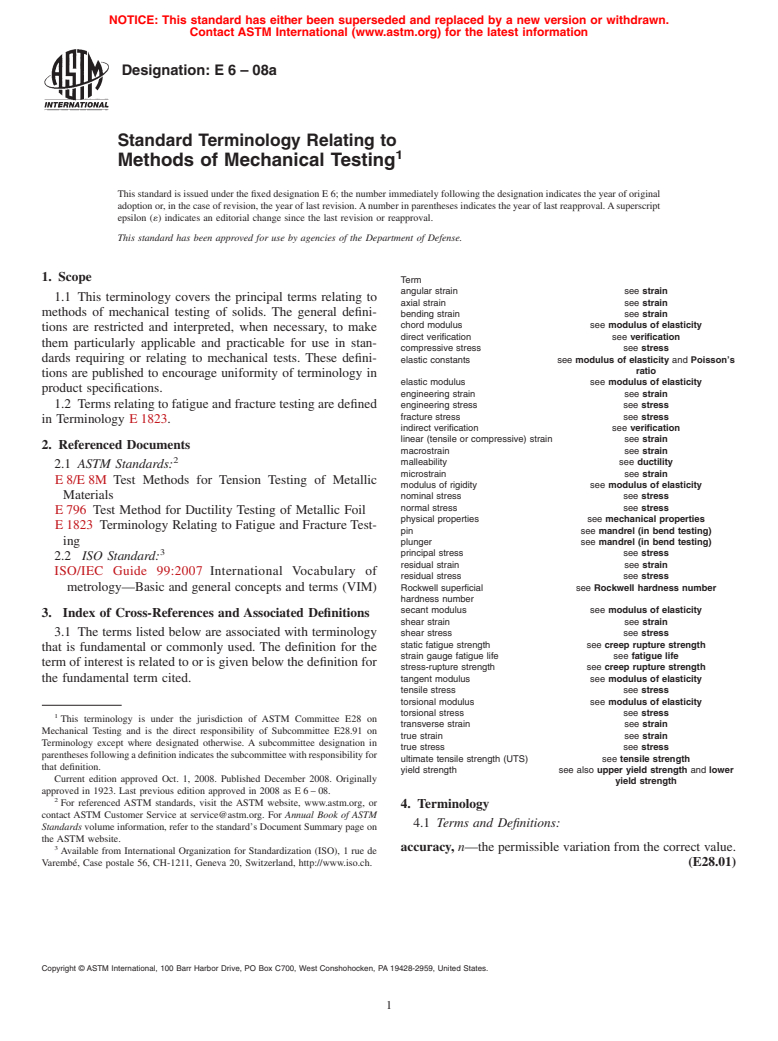 ASTM E6-08a - Standard Terminology Relating to  Methods of Mechanical Testing