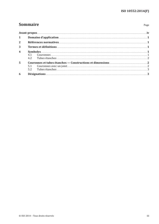 ISO 10552:2014 - Instruments horaires -- Couronnes et tubes étanches -- Constructions et dimensions