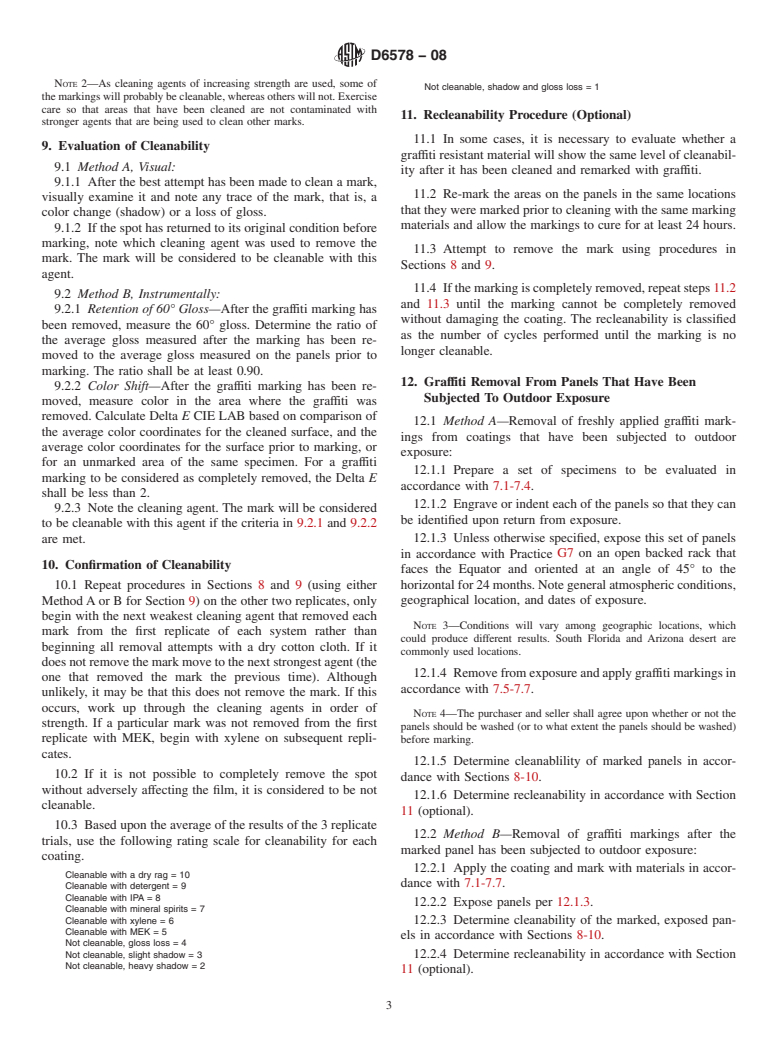 ASTM D6578-08 - Standard Practice for Determination of Graffiti Resistance