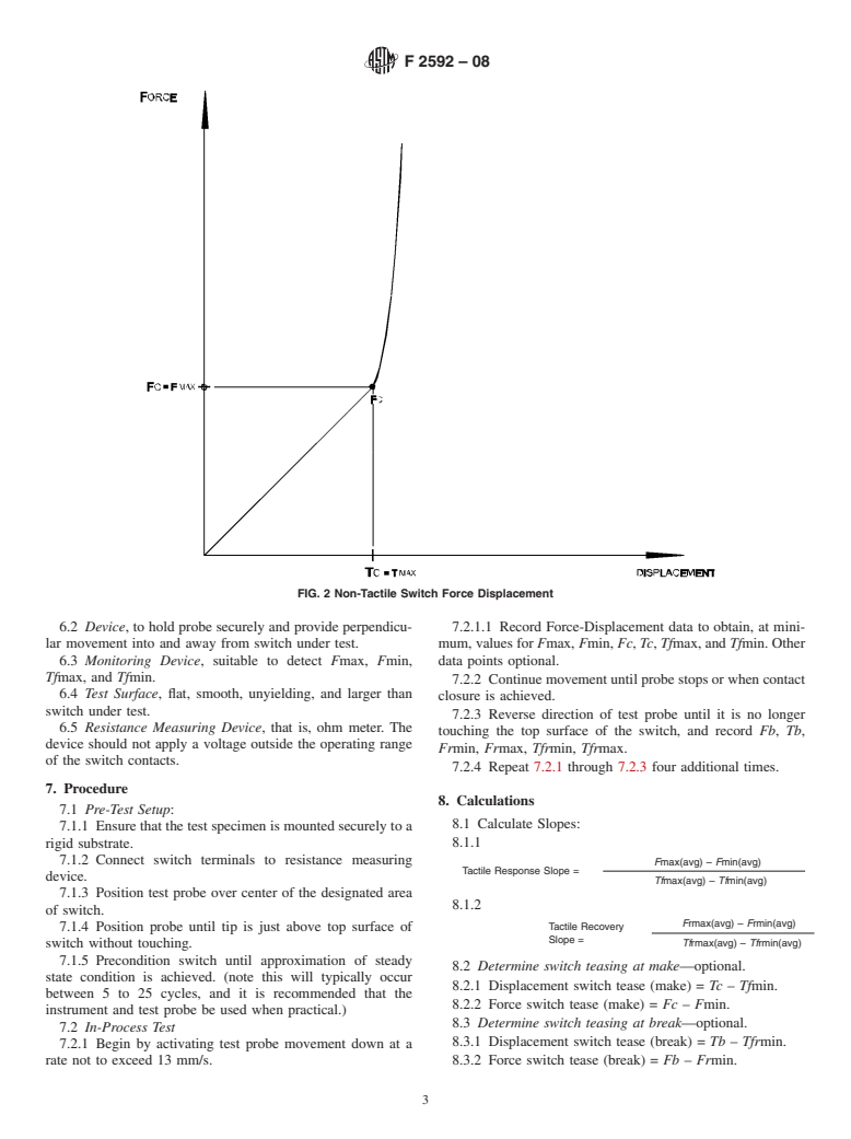 ASTM F2592-08 - Standard Test Method for Measuring the Force-Displacement of a Membrane Switch