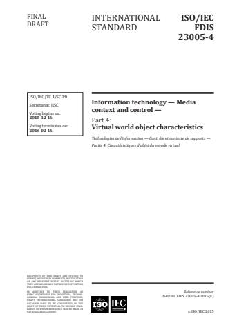 ISO/IEC 23005-4:2016 - Information technology -- Media context and control