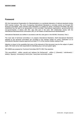 ISO 20808:2016 ISO 20808:2016 - Fine ceramics (advanced ceramics, advanced technical ceramics) -- Determination of friction and wear characteristics of monolithic ceramics by ball-on-disc method - Page 4 preview