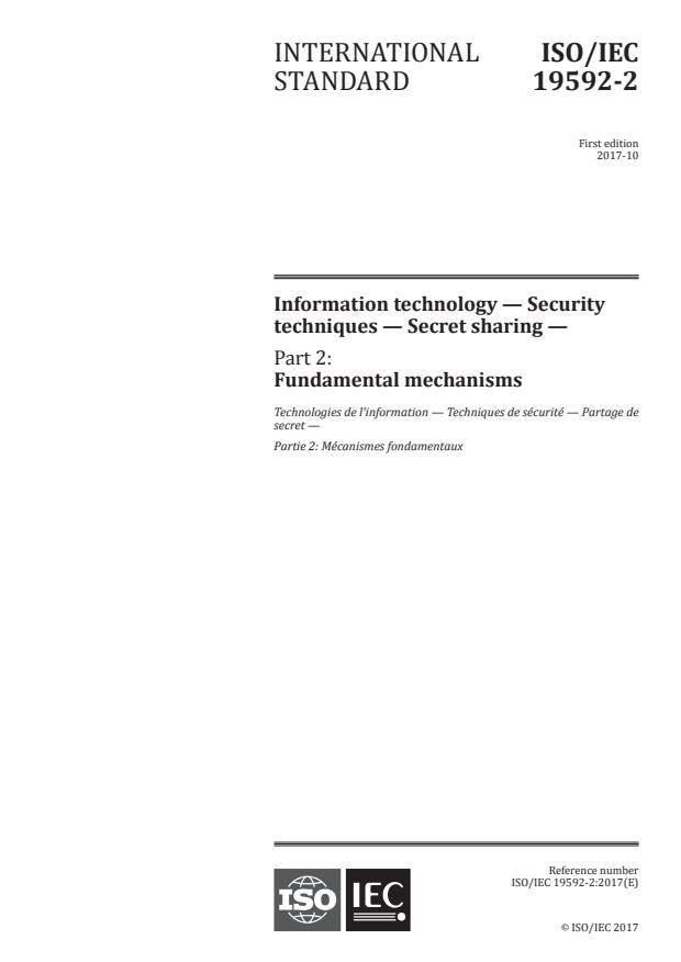 ISO/IEC 19592-2:2017 - Information technology -- Security techniques -- Secret sharing