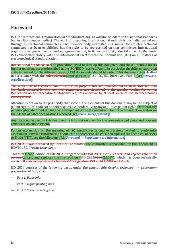 ISO 2834-2:2015 REDLINE ISO 2834-2:2015 - Graphic technology -- Laboratory preparation test prints - Page 4 preview