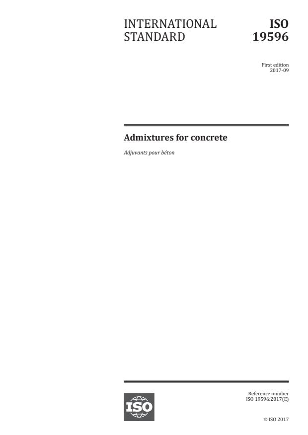 ISO 19596:2017 - Admixtures for concrete