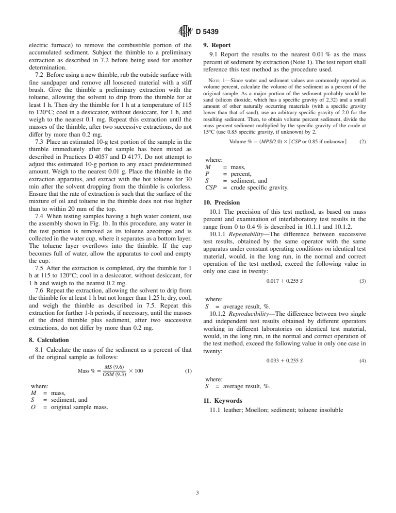 ASTM D5439-95(2001) - Standard Test Method for Determination of Sediment in Moellon