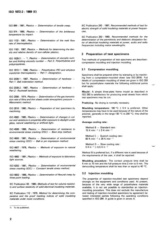 ISO 1872-2:1989 ISO 1872-2:1989 - Plastics -- Polyethylene (PE) and ethylene copolymer thermoplastics - Page 4 preview