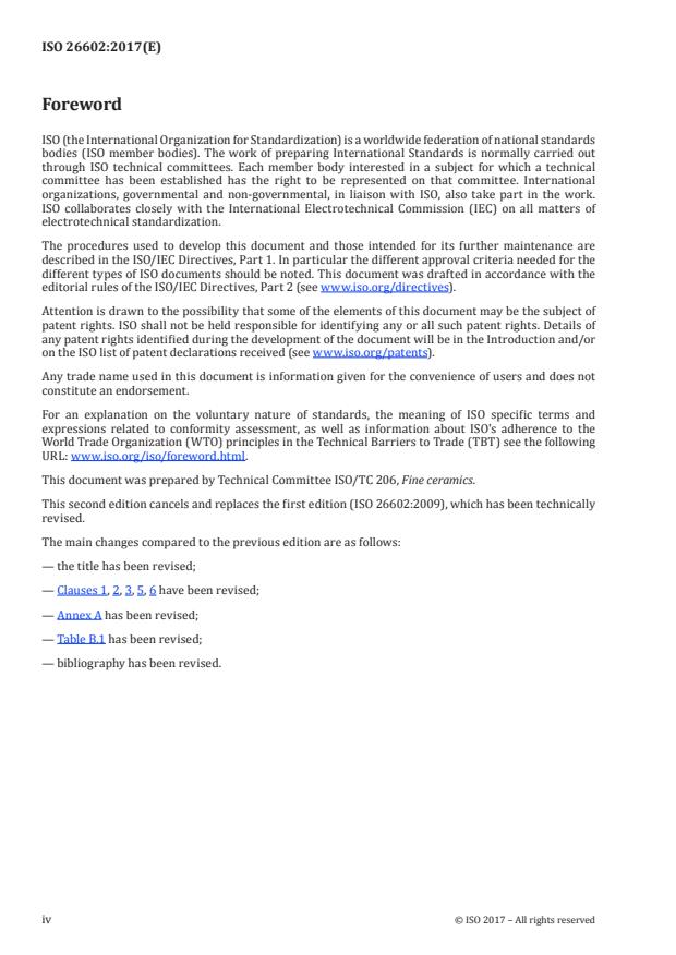 ISO 26602:2017 ISO 26602:2017 - Fine ceramics (advanced ceramics, advanced technical ceramics) -- Silicon nitride materials for rolling bearing balls and rollers - Page 4 preview