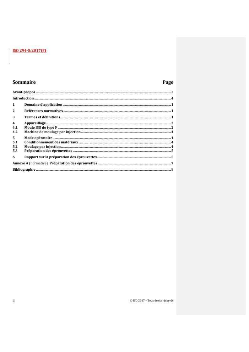 ISO 294-5:2017 REDLINE ISO 294-5:2017 - Plastics — Injection moulding of test specimens of thermoplastic materials — Part 5: Preparation of standard specimens for investigating anisotropy
Released:11/9/2017 - Page 2 preview