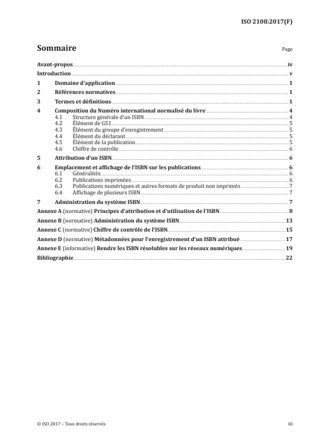 ISO 2108:2017 - Information et documentation -- Numéro international normalisé du livre (ISBN)