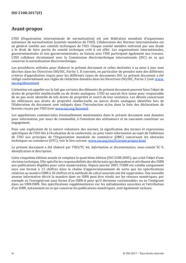 ISO 2108:2017 ISO 2108:2017 - Information et documentation -- Numéro international normalisé du livre (ISBN) - Page 4 preview