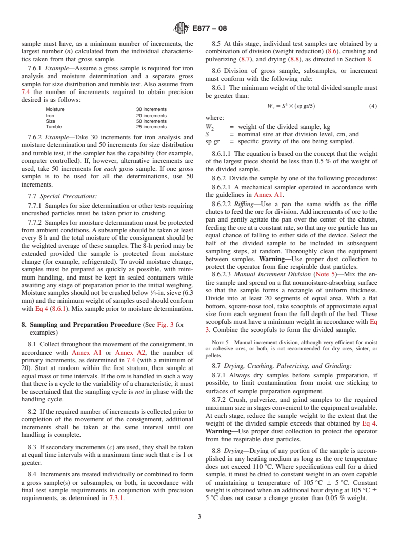 ASTM E877-08 - Standard Practice for  Sampling and Sample Preparation of Iron Ores and Related Materials for Determination of Chemical Composition