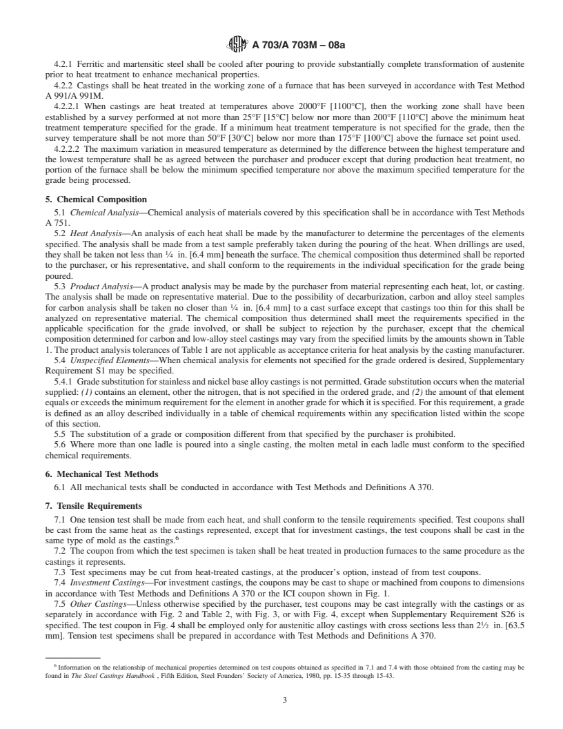 REDLINE ASTM A703/A703M-08a - Standard Specification for Steel Castings, General Requirements, for Pressure-Containing Parts