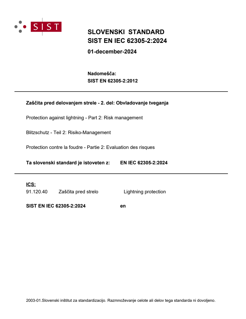 EN IEC 62305-2:2024 - BARVE