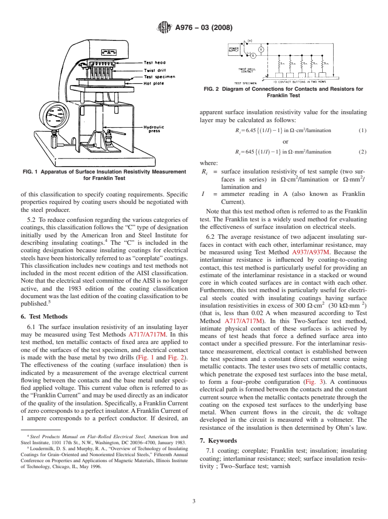 ASTM A976-03(2008) - Standard Classification of Insulating Coatings by Composition, Relative Insulating Ability and Application