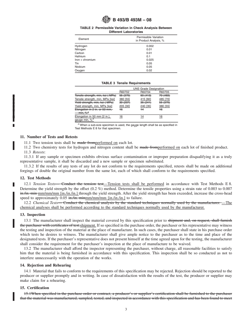 REDLINE ASTM B493/B493M-08 - Standard Specification for Zirconium and Zirconium Alloy Forgings