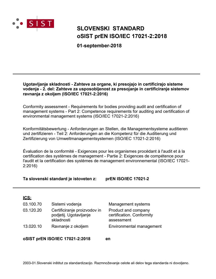 prEN ISO/IEC 17021-2:2018