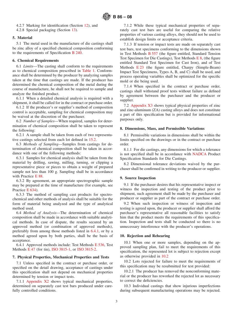 ASTM B86-08 - Standard Specification for Zinc and Zinc-Aluminum (ZA) Alloy Foundry and Die Castings