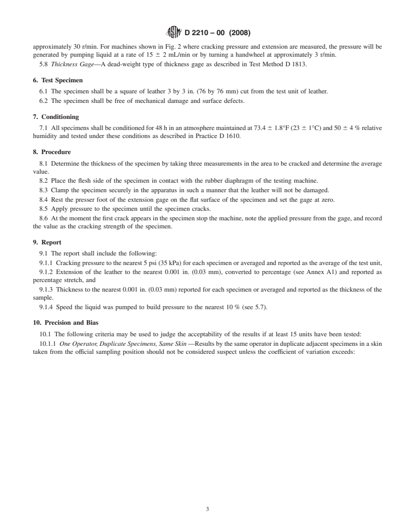 REDLINE ASTM D2210-00(2008) - Standard Test Method for Grain Crack and Extension of Leather by the Mullen Test