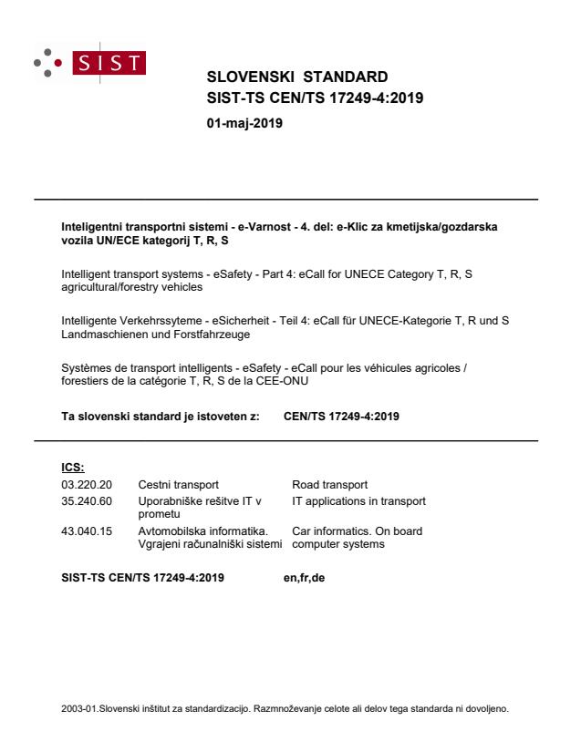 TS CEN/TS 17249-4:2019 - BARVE