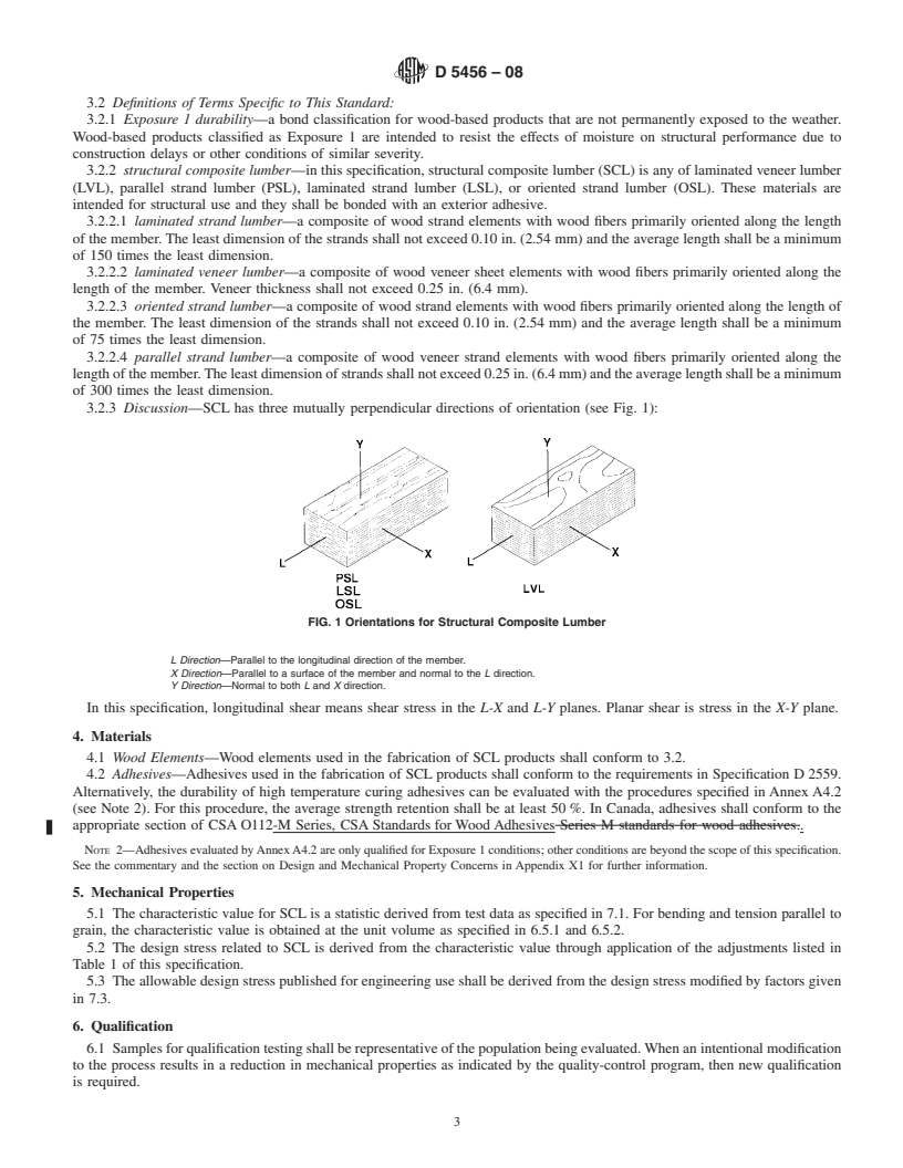 REDLINE ASTM D5456-08 - Standard Specification for Evaluation of Structural Composite Lumber Products