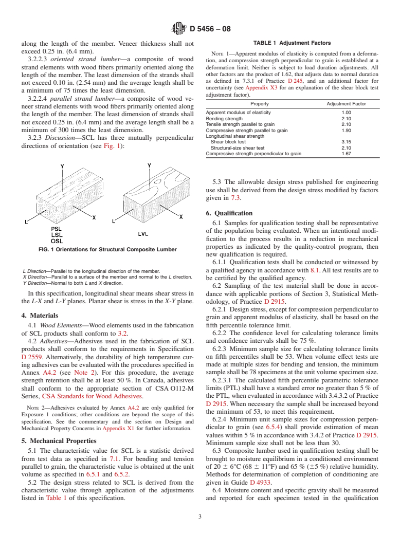 ASTM D5456-08 - Standard Specification for Evaluation of Structural Composite Lumber Products