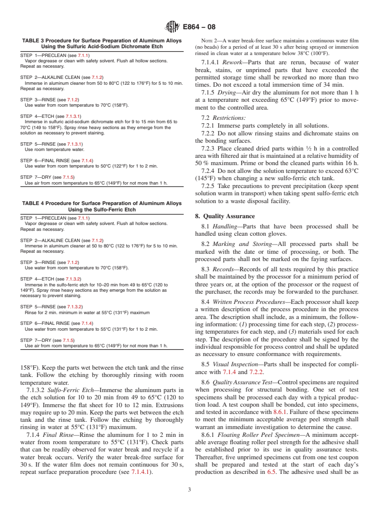 ASTM E864-08 - Standard Practice for Surface Preparation of Aluminum Alloys to be Adhesively Bonded in Honeycomb Shelter Panels