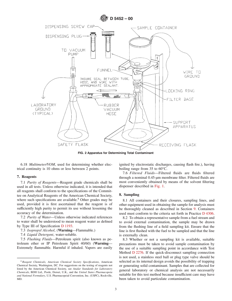 ASTM D5452-00 - Standard Test Method for Particulate Contamination in Aviation Fuels by Laboratory Filtration