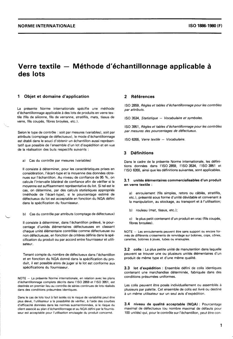 ISO 1886:1980 - Textile glass — Method of sampling applicable to batches
Released:11/1/1980