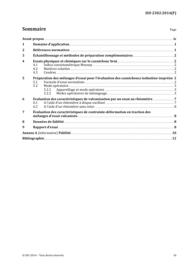 ISO 2302:2014 - Caoutchouc isobutene-isoprene (IIR) -- Méthode d'évaluation