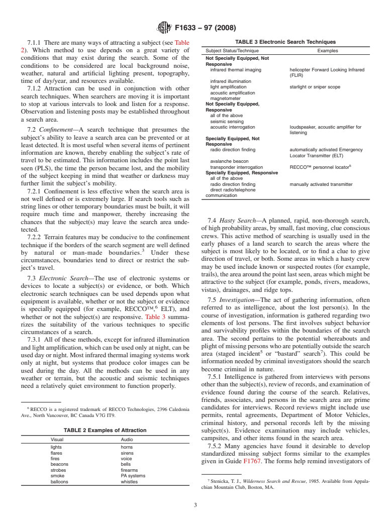 ASTM F1633-97(2008) - Standard Guide for Techniques in Land Search (Withdrawn 2017)