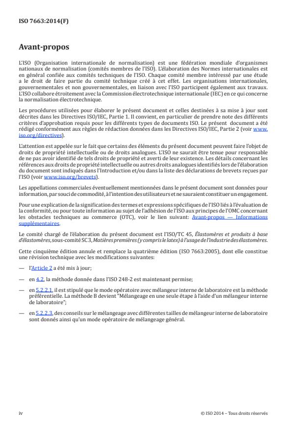 ISO 7663:2014 ISO 7663:2014 - Caoutchoucs isobutene-isoprene halogénés (BIIR et CIIR) -- Méthodes d'évaluation - Page 4 preview