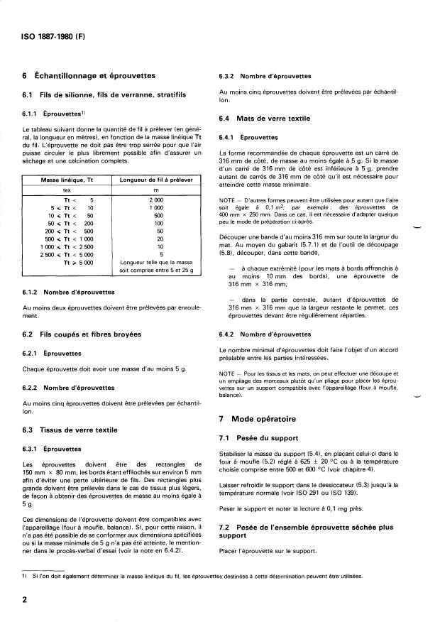 ISO 1887:1980 ISO 1887:1980 - Verre textile -- Détermination de la teneur en matieres combustibles - Page 4 preview
