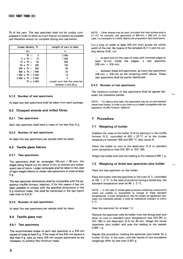 ISO 1887:1980 ISO 1887:1980 - Textile glass -- Determination of combustible matter content - Page 4 preview